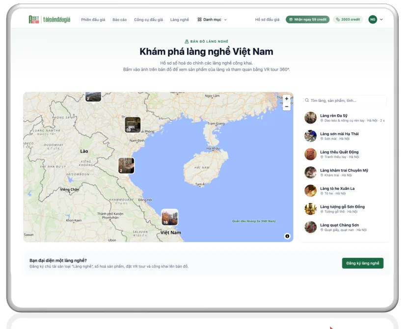 Bản đồ làng nghề số Việt Nam